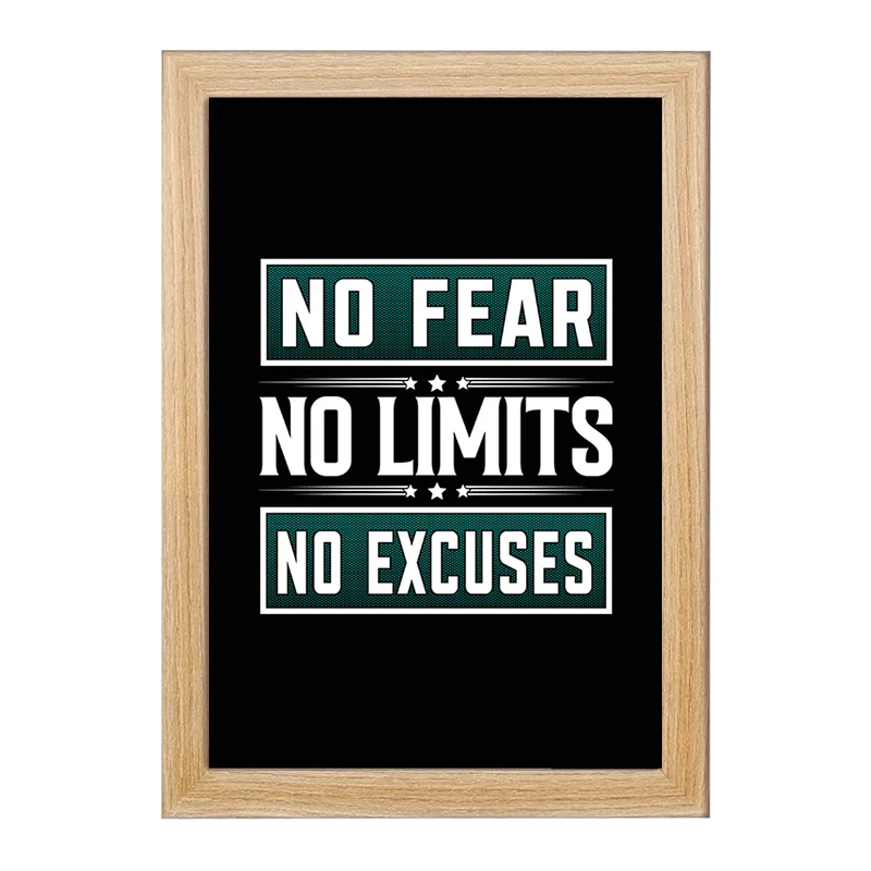 تابلو خندالو مدل No Fear No Limits No Excuses کد F1053