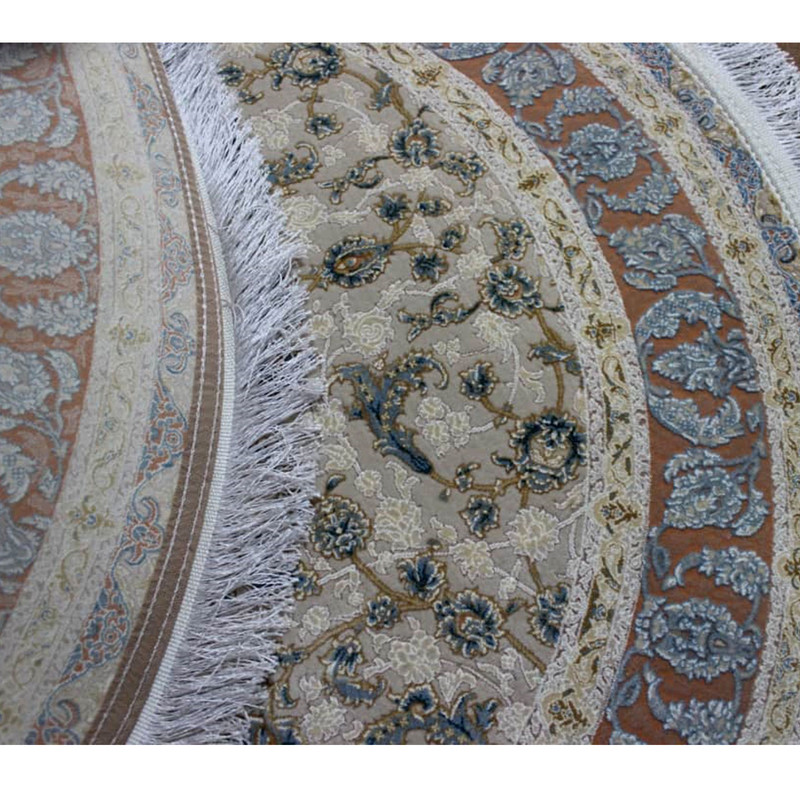 فرش ماشینی نگین مشهد هلال طرح گل برجسته مدل King  زمینه کرم