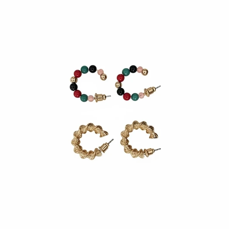 گوشواره حلقه ای زنانه اکسسورایز مدل مروارید بسته 2 عددی