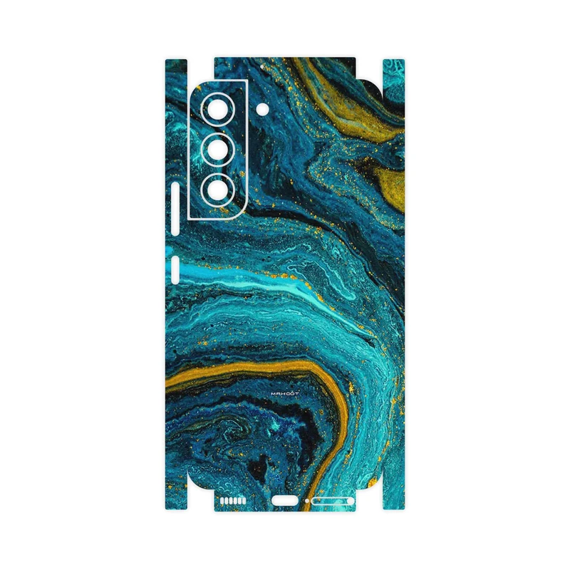 برچسب پوششی ماهوت مدل Turquoise marblewith golden streaks-FullSkin مناسب برای گوشی موبایل سامسونگ Galaxy S22 5G