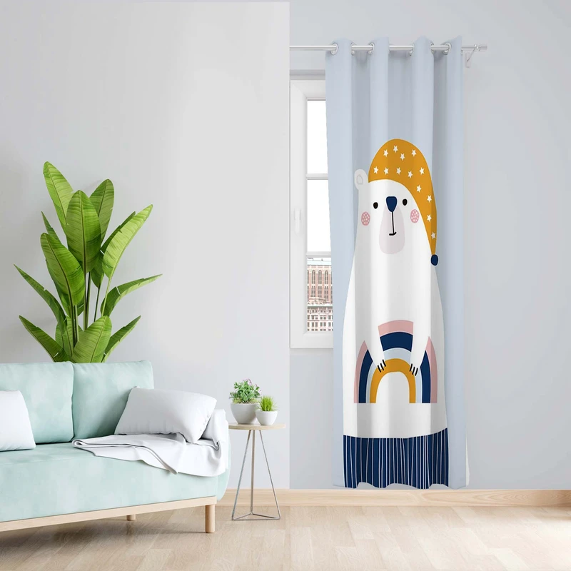 پرده طرح کارتونی مدل مخمل پانچی کد 5619 z سایز 140x200 سانتی متر