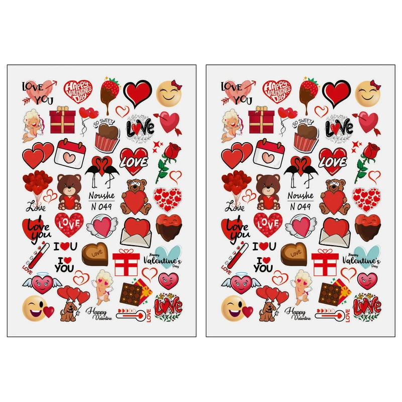 برچسب لنز ناخن مدل عشق کد N049 مجموعه 2 عددی