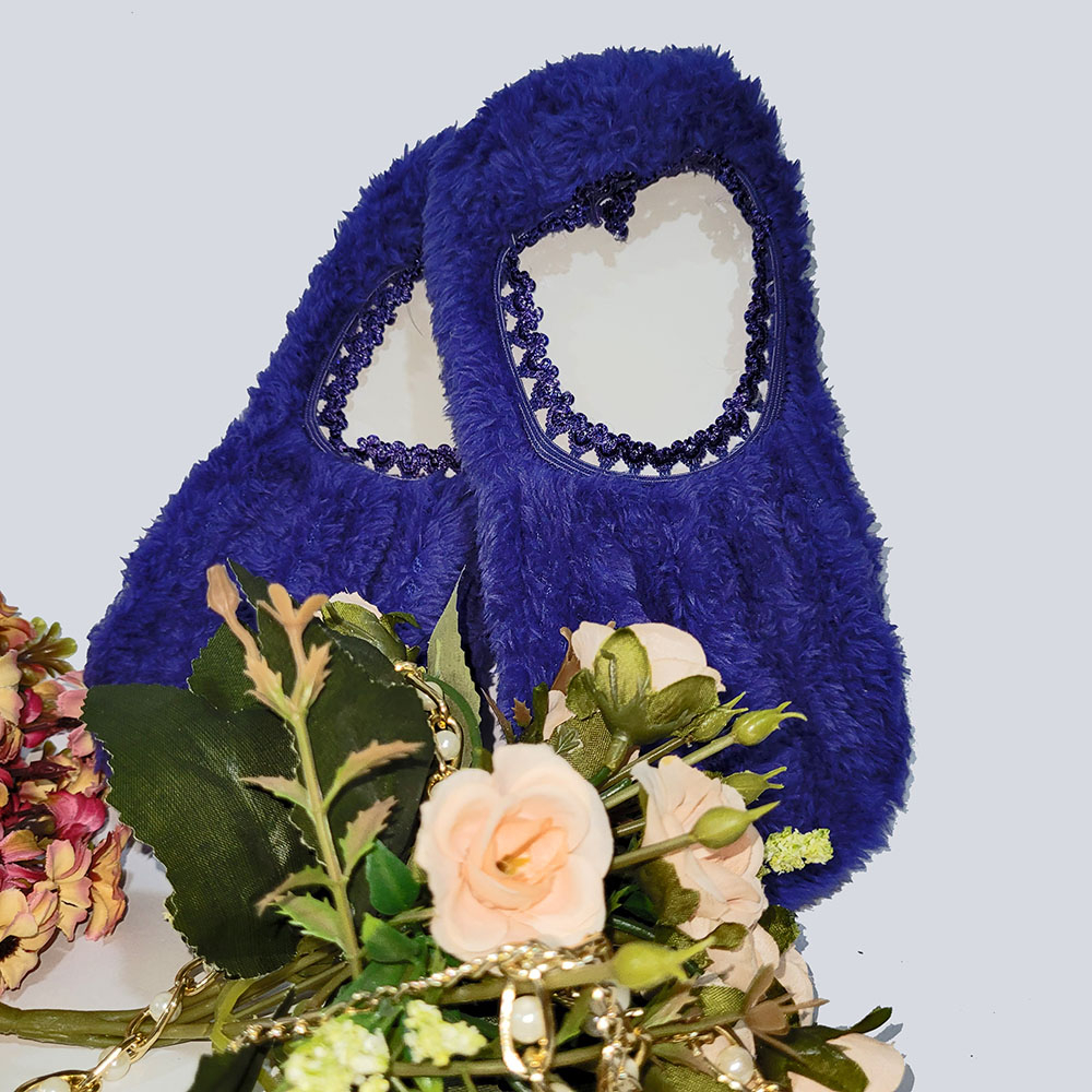 پاپوش دست دوز زنانه  نیک ثمر مدل خزی توپشمی فانتزی