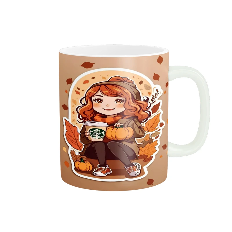 ماگ پاد آفرین مدل فانتزی طرح دختر پاییزی کد p11551