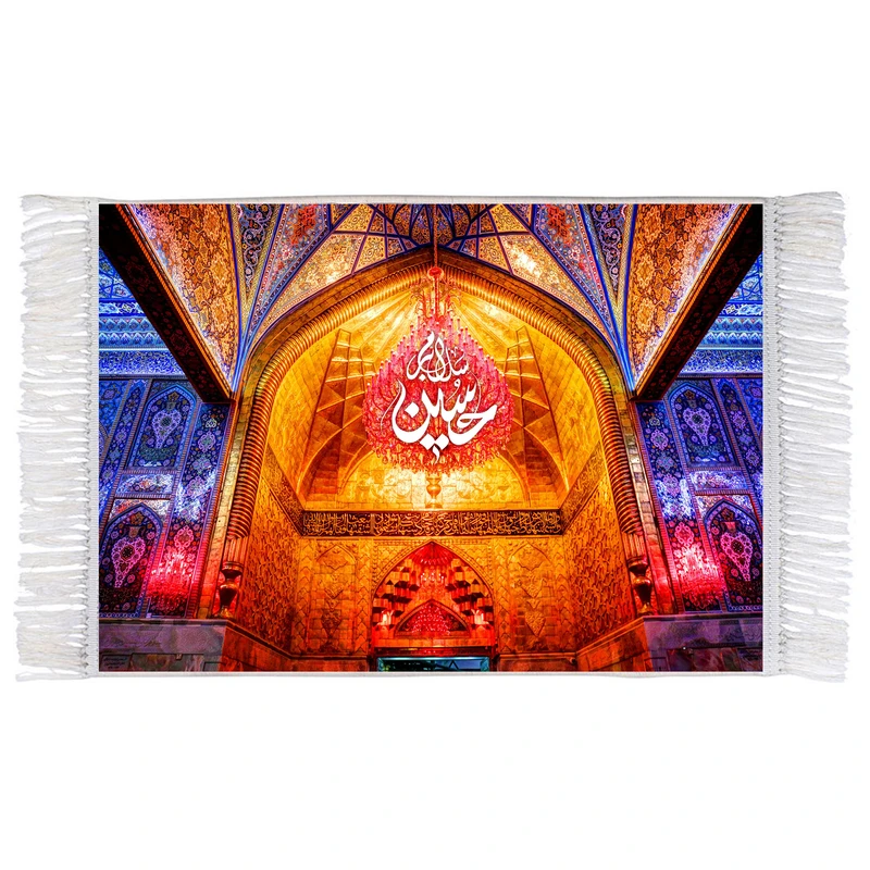 فرش ماشینی دیوارکوب اطلس آبی طرح سلام بر حسین مدل T2741
