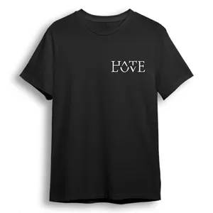تی شرت آستین کوتاه زنانه مدل Hate love کد A08 رنگ مشکی