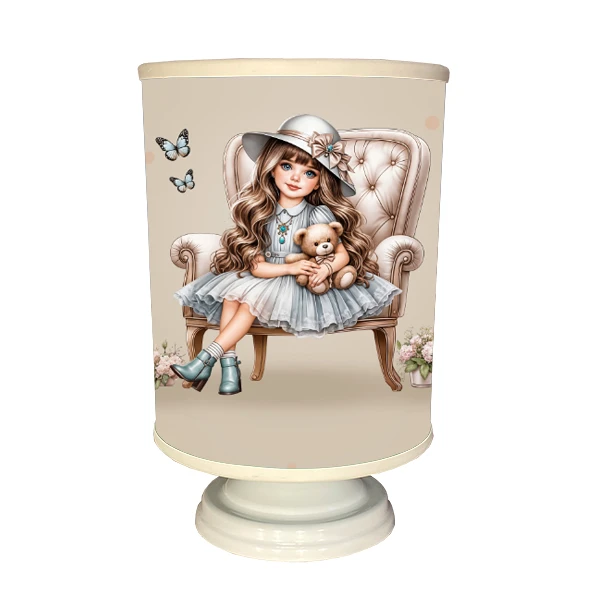 آباژور کودک مدل دختر با عروسک خرسی