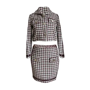 ست کت و دامن زنانه مدل چهارخانه