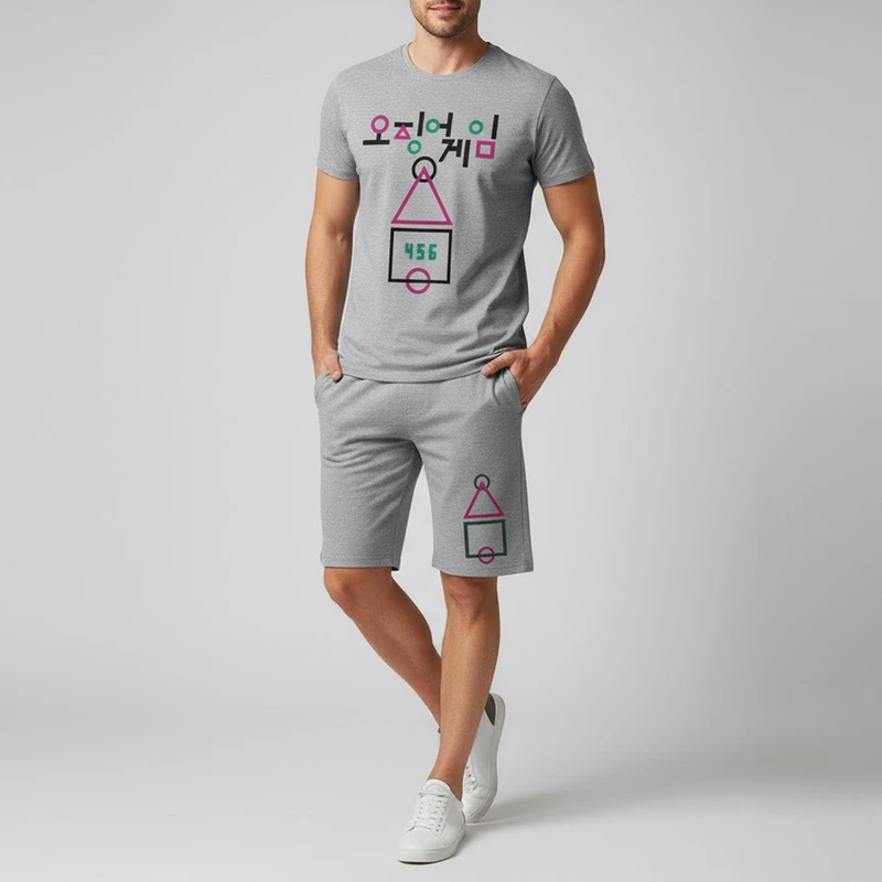 ست تی شرت و شلوارک مردانه مدل بازی مرکب A02