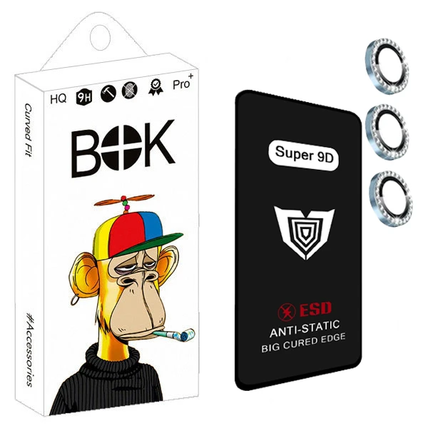 محافظ صفحه نمایش بوک مدل Super 9D Guard مناسب برای گوشی موبایل سامسونگ galaxy A55 / A35 به همراه محافظ لنز