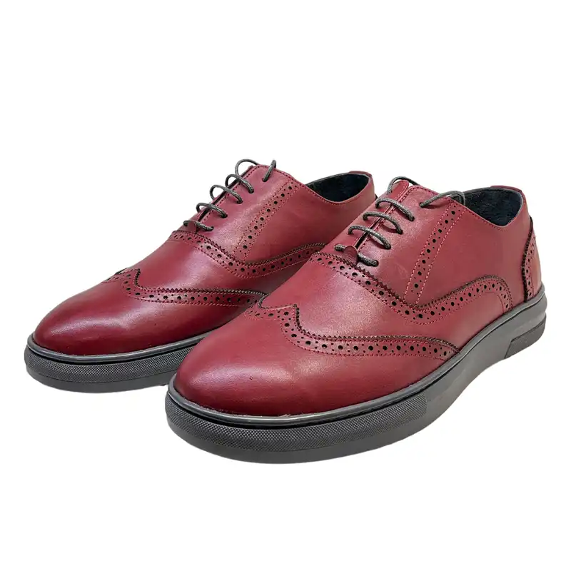 کفش روزمره مردانه سرزمین چرم کد 810 رنگ زرشکی