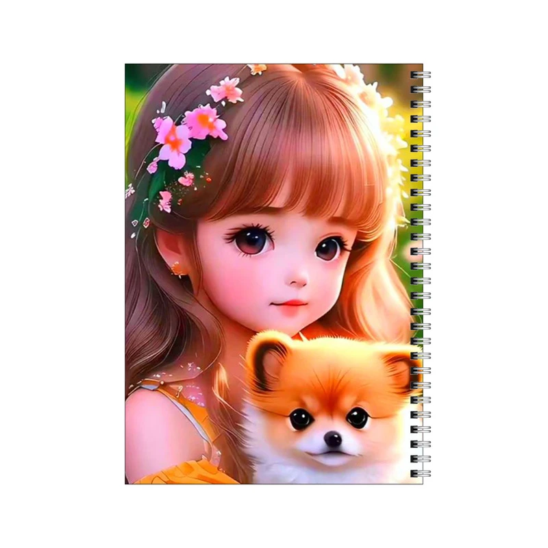 دفتر مشق 80 برگ بامبیلیپ طرح دختر و تاج گل و هاپو کد 0885419