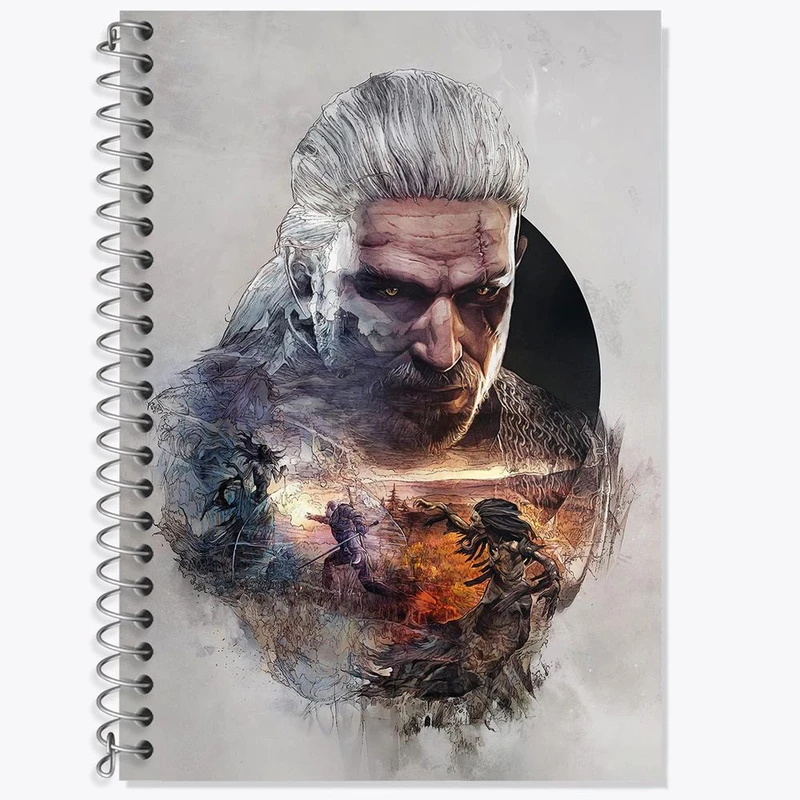 دفتر زبان 50 برگ خندالو مدل سه خط طرح گرالت ویچر کد 30940