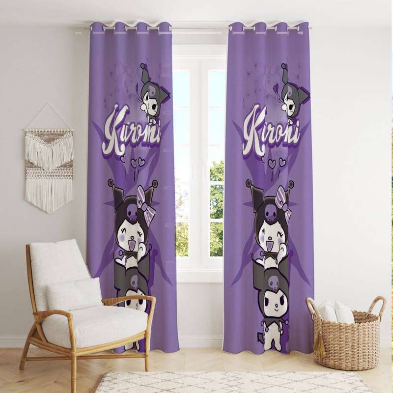 پرده  مدل کرومی kuromi  کد 502 سایز 140×280 سانتی متر