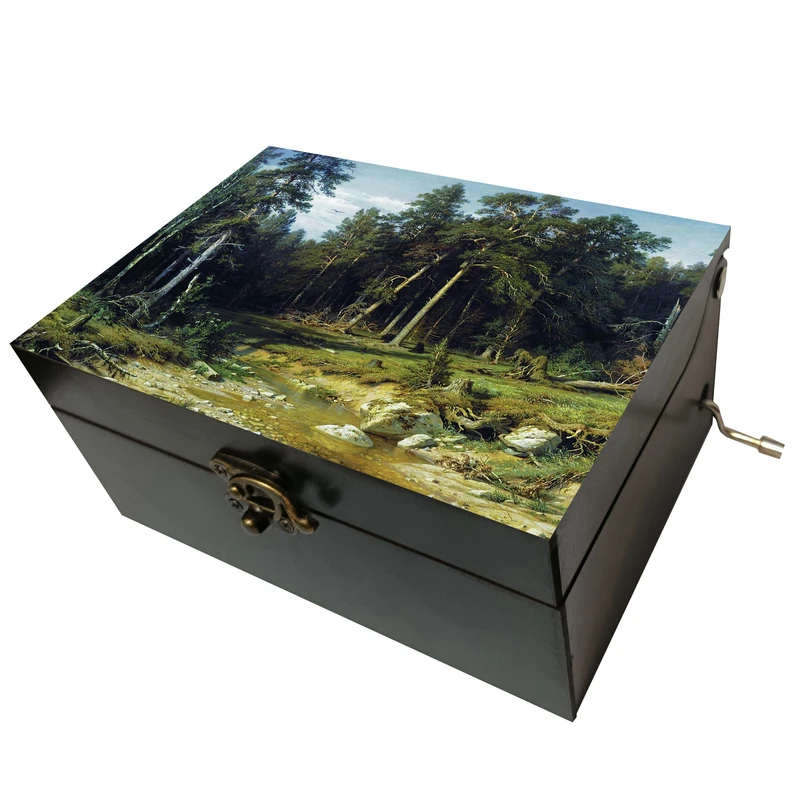 جعبه موزیکال مدل هندلی طرح منظره درخت رودخانه سنگ کد T1091