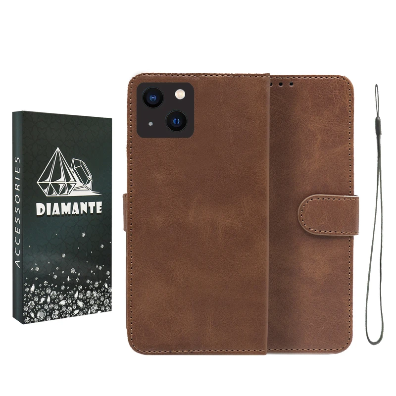 کیف کلاسوری دیامانته مدل Bk مناسب برای گوشی موبایل اپل iPhone 15  به همراه بندآویز