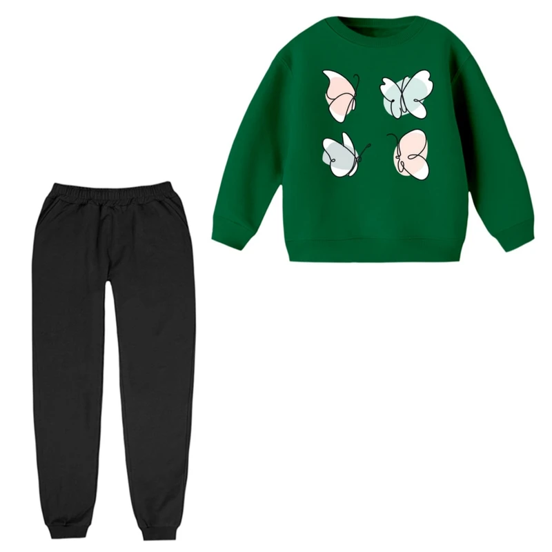 ست سویشرت و شلوار راحتی بچگانه مدل پروانه ها 