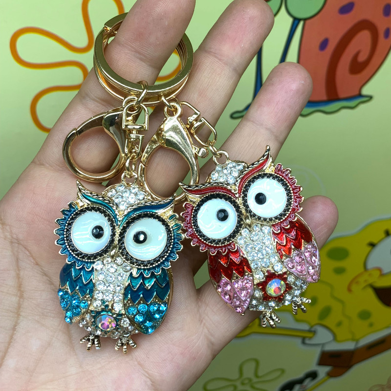 جاکلیدی زنانه مدل جغد نگین دار لاکچری