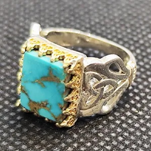 انگشتر نقره مردانه مدل سنگ فیروزه نیشابور کد 794