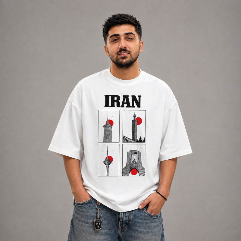 تی شرت مردانه نخ پنبه طرح ایران