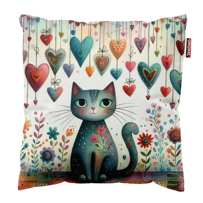 کوسن پاد آفرین مدل گربه کیوت بامزه فانتزی کد PK402077 سایز 40*40 سانتی متر