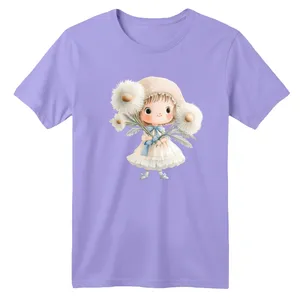 تی شرت آستین کوتاه بچگانه مدل دخترک و گل کد 2