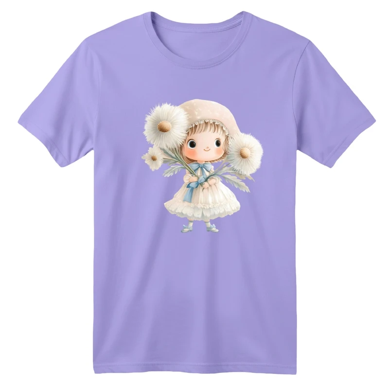 تی شرت آستین کوتاه بچگانه مدل دخترک و گل کد 2