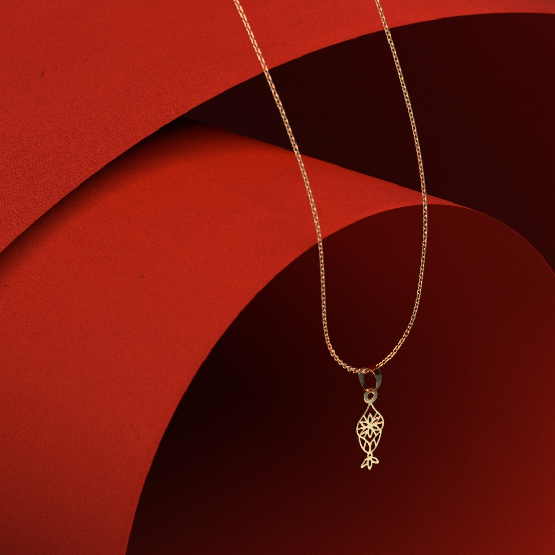 گردنبند طلا 18 عیار زنانه مدوپد مدل هندسی کد V2-1-1015