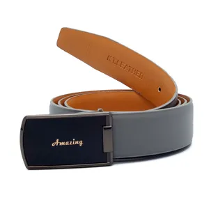 کمربند مردانه کی تی مدل چرم صنعتی پلاکی IN305GR