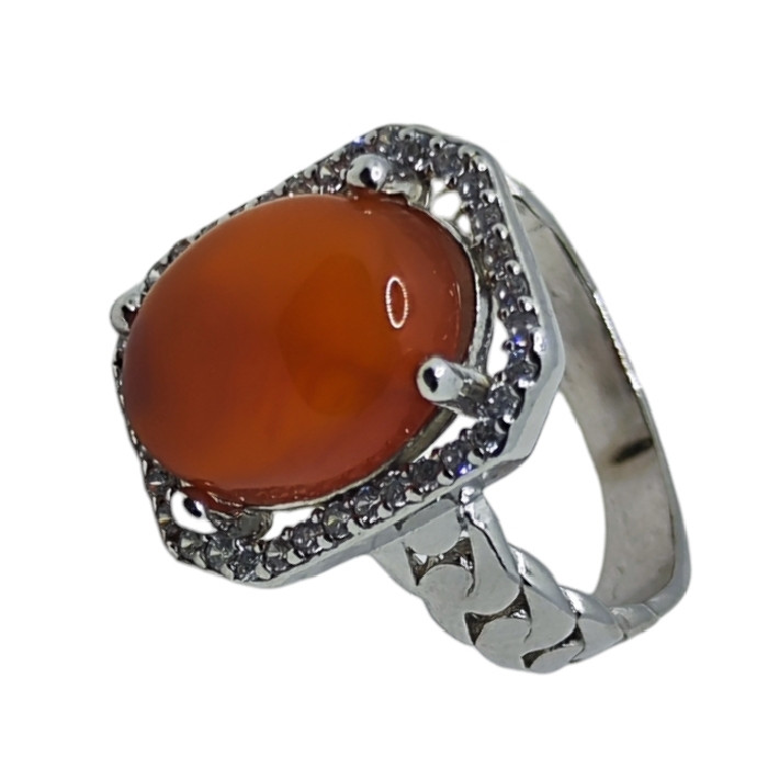 انگشتر نقره زنانه نقره جات بافندگان مدل عقیق یمانی کد 25