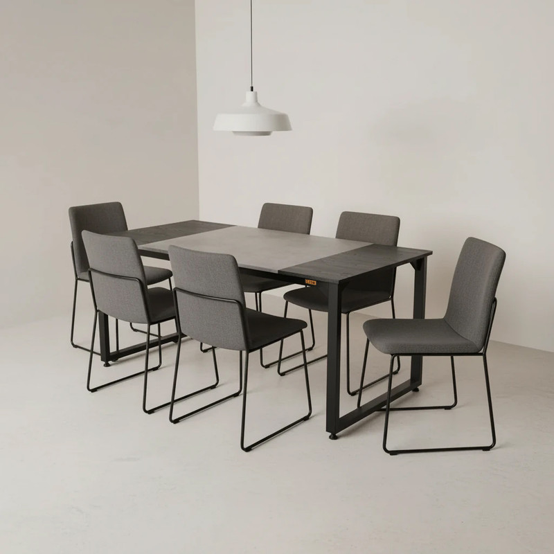 میز ناهارخوری شش نفره دیزم مدل مونتاژی LNC_asm_160×80_Tri_BAGR