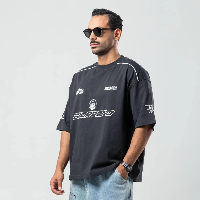 تی‌شرت اورسایز آستین سه ربع مردانه مدل باکسی 