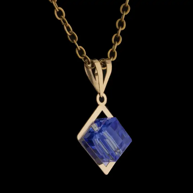 گردنبند طلا 18 عیار ناریا مدل مکعب آبی