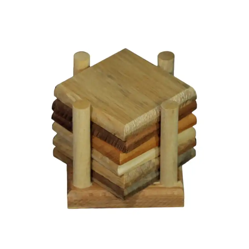 زیر لیوانی چوبی مدل برمودا به همراه پایه مجموعه 6 عددی