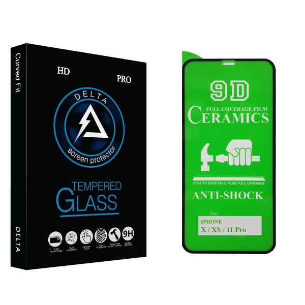 محافظ صفحه نمایش 9D دلتا مدل HD مناسب برای گوشی موبایل اپل iphone X / XS / 11 pro