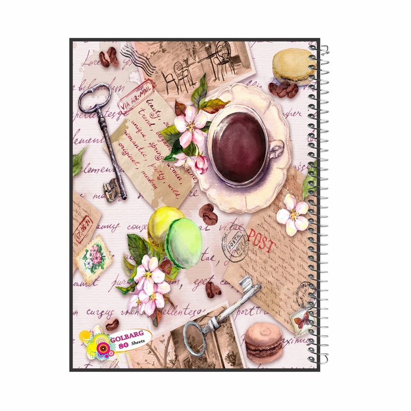 دفتر مشق 80 برگ گلبرگ طرح دانشجویی فنجان قهوه کد 3059