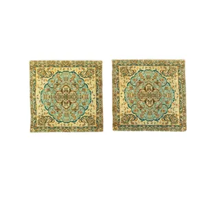 کاور کوسن ترمه مدل مربع طرح سنتی بسته 2 عددی
