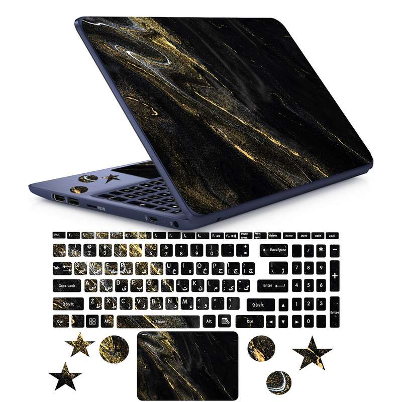 استیکر لپ تاپ راتیانا مدل marble 02 مناسب برای لپ تاپ 15 تا 17 اینچ به همراه برچسب حروف فارسی کیبورد