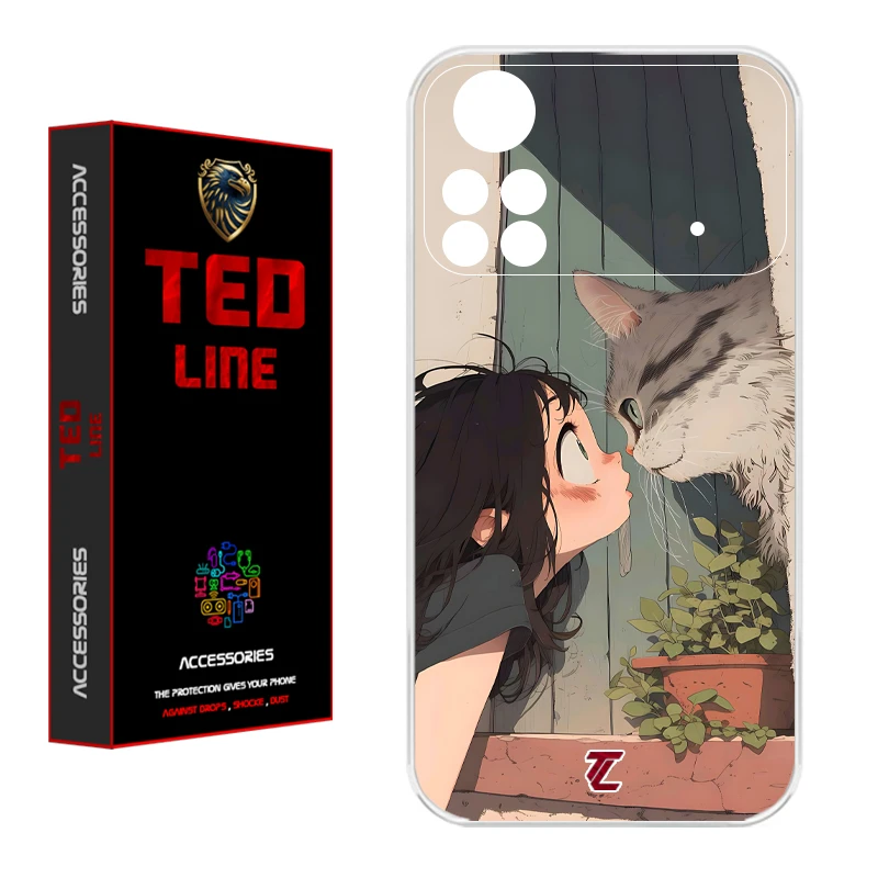 کاور تدلاین طرح دختر و گربه کد 1205 مناسب برای گوشی موبایل شیائومی Poco X4 Pro