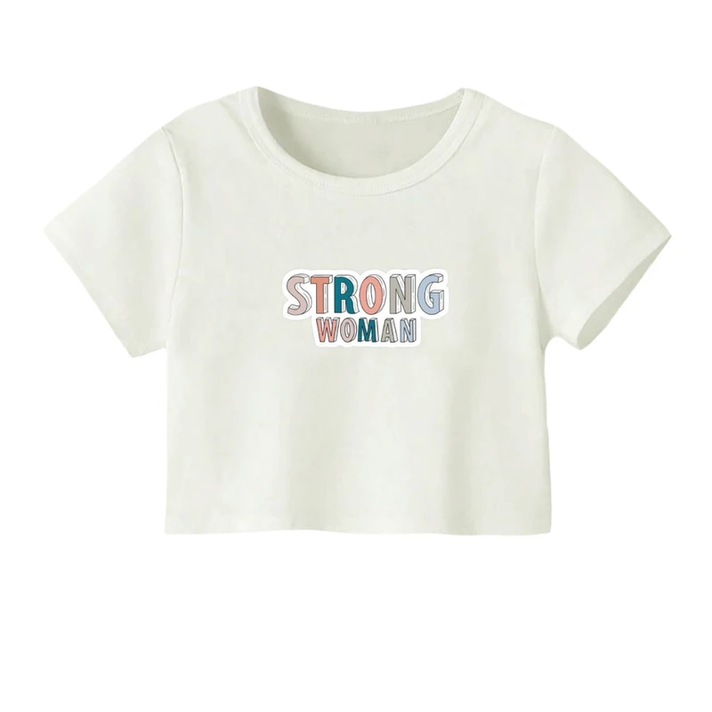 کراپ‌ تی‌شرت آستین کوتاه زنانه مدل تکست کد 03