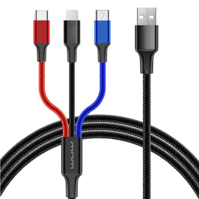 کابل تبدیل USB به microUSB / USB-C / لایتنینگ دبلیو یو دبلیو مدل X101 طول 1 متر