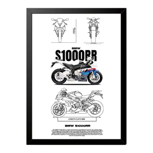 تابلو بکلیت طرح موتور سنگین بی ام و BMW S1000RR مدل b-po1544 فریم مشکی
