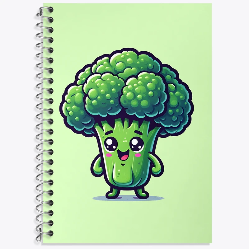 دفتر زبان 50 برگ خندالو مدل دو خط طرح کلم بروکلی کیوت کد N2984