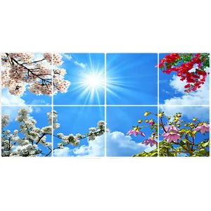 تایل سقفی آسمان مجازی طرح آسمان و گل کد ST 2485-8 سایز 60x60 سانتی متر مجموعه 8عددی
