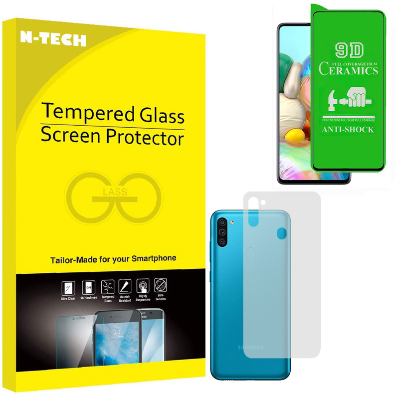  محافظ صفحه نمایش سرامیکی انتک مدل CRBKM-01 مناسب برای گوشی موبایل سامسونگ Galaxy M11 به همراه محافظ پشت گوشی 