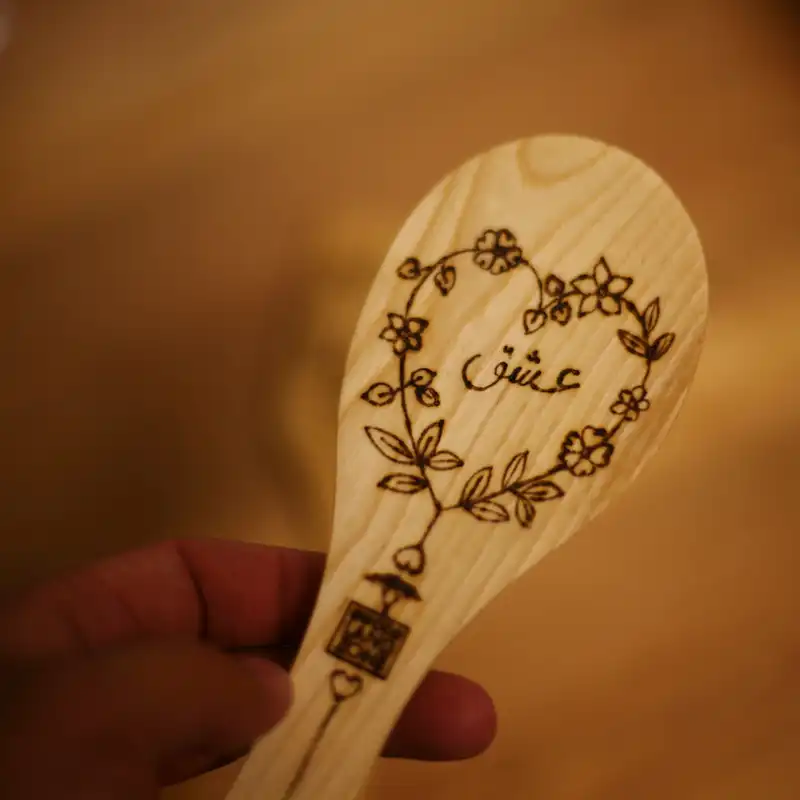 ست قاشق و کفگیر چوبی وودلندزون مدل love