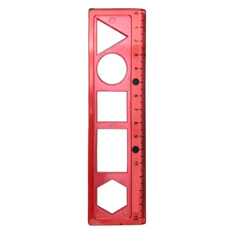 خط کش 15 سانتی متری مدل شابلون دار کد 007 بسته 3 عددی