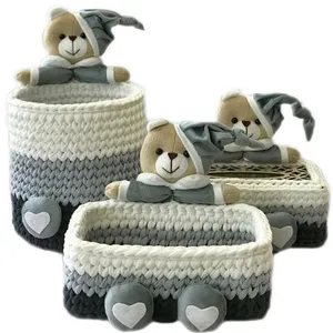 سبد قلاب بافی تریکو طرح سیسمونی کودک کد55 مجموعه 3 عددی