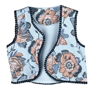 وست زنانه مدل ژاکارد گل دار کد AK1134