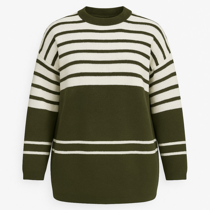 پلیور یقه گرد زنانه مدل راه راه